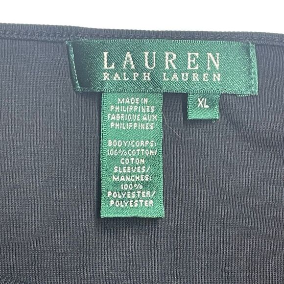 Lauren Ralph Lauren Black Mesh Bubble Puff Sleeve Top L0493 - Picture 3 of 6